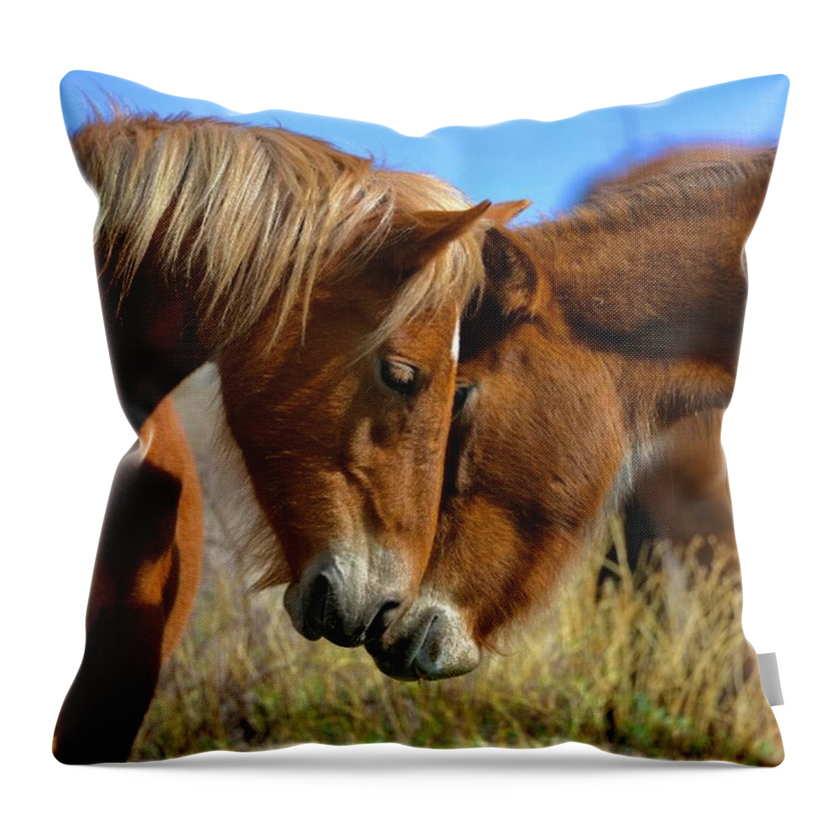Salt River Wild Horses Throw Pillow featuring the digital art Heartwarming by Tammy Keyes