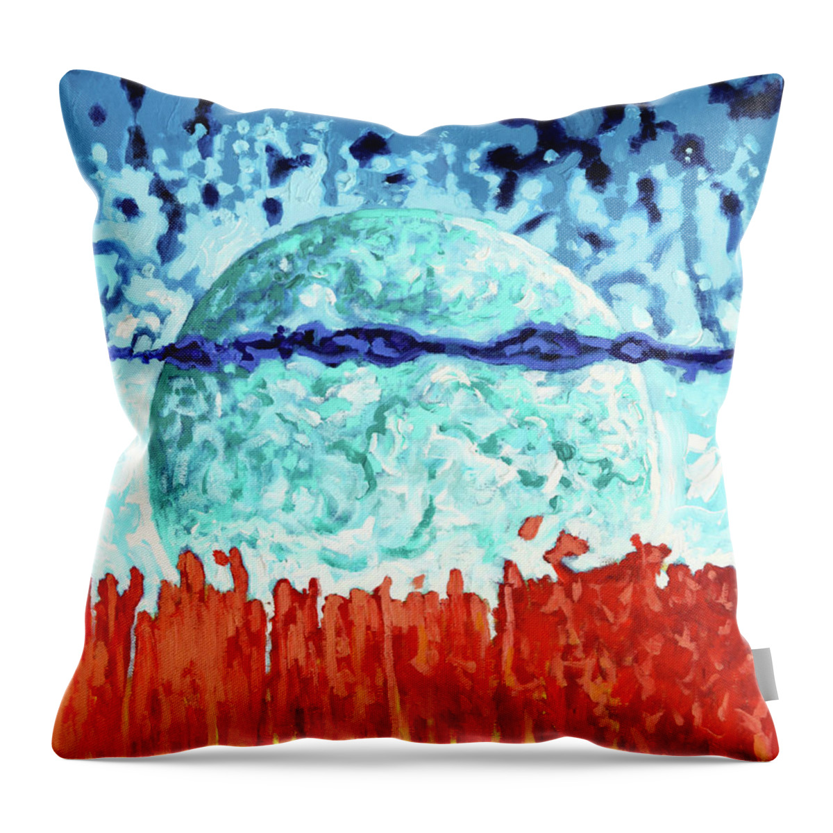 Earth Throw Pillow featuring the painting Heat Waves by John Lautermilch