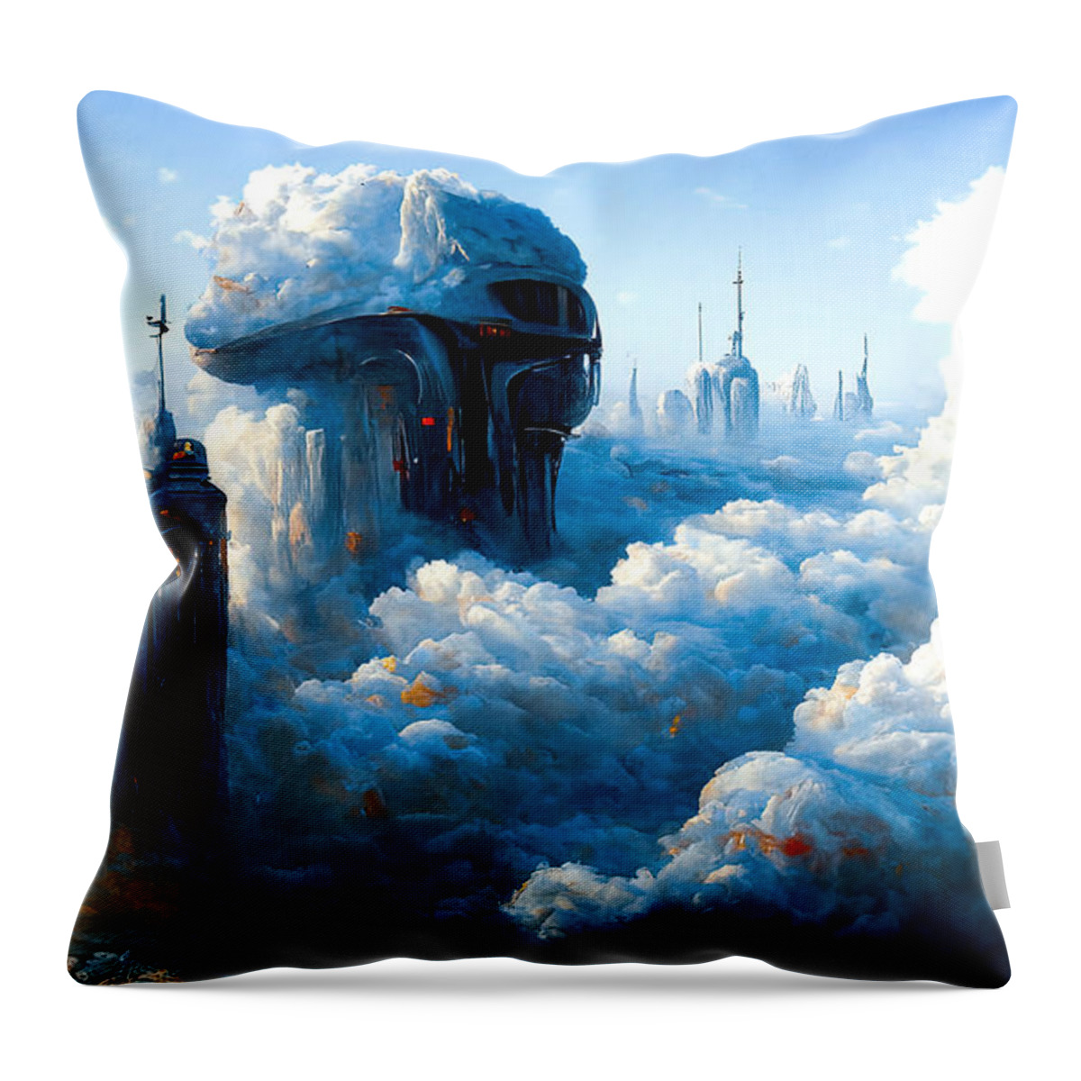 Heavenly Throw Pillow featuring the painting Heavenly City, 01 by AM FineArtPrints