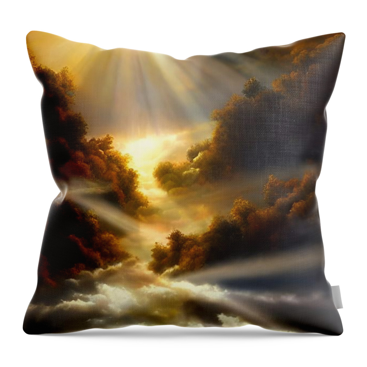 Inspiring Throw Pillow featuring the mixed media Heavenly Light by Bonnie Bruno