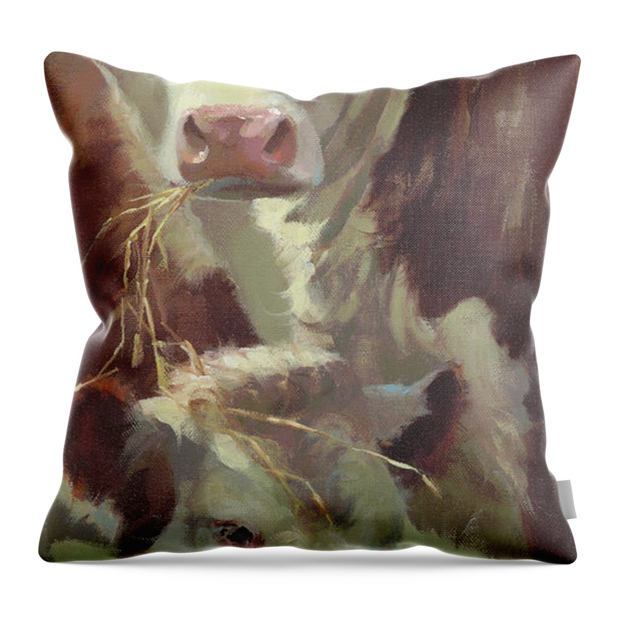 Farm Animals Throw Pillow featuring the painting Hef and Her by Carolyne Hawley