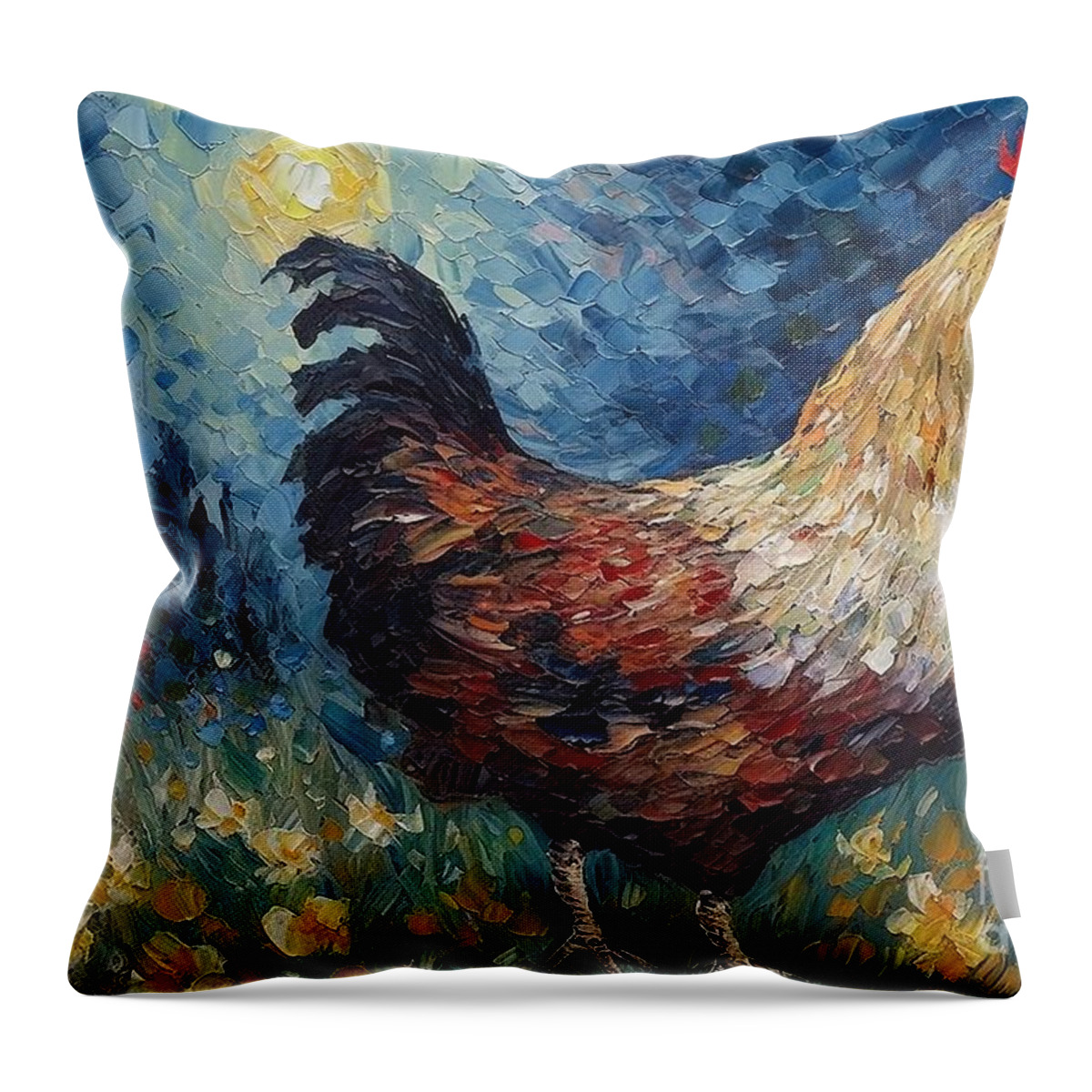 Drawing Throw Pillow featuring the painting Hen Painting by N Akkash
