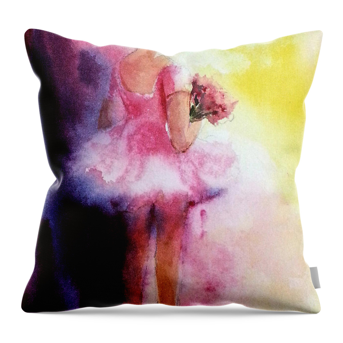 Ballerina Throw Pillow featuring the painting Her first dance by Asha Sudhaker Shenoy