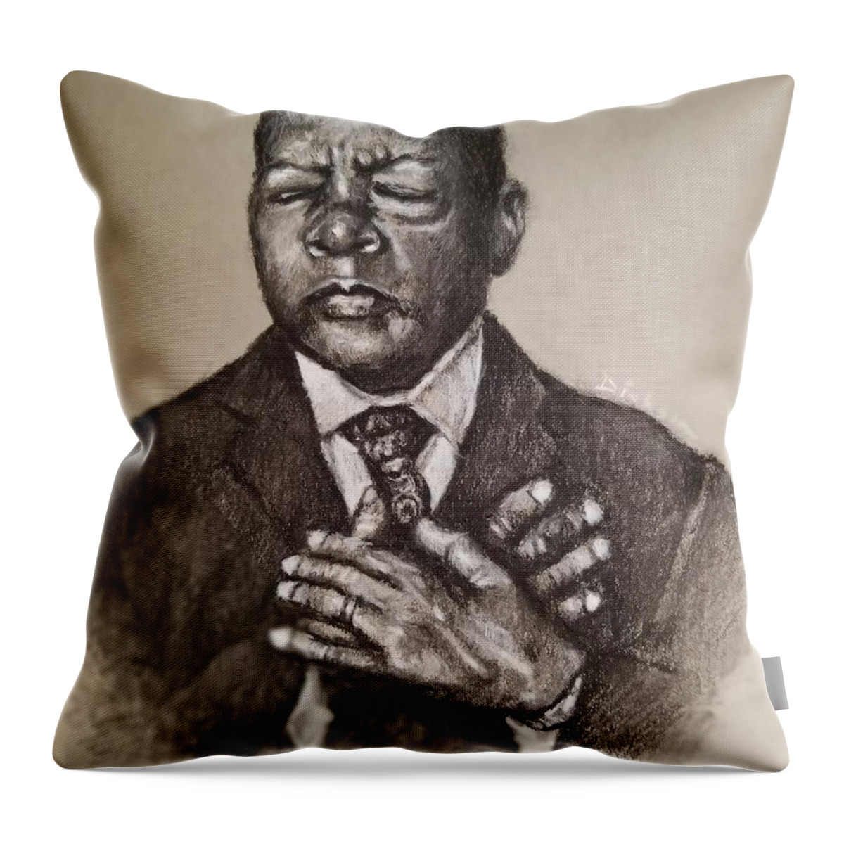 Hero Throw Pillow featuring the drawing Hero by Jeff Dickson