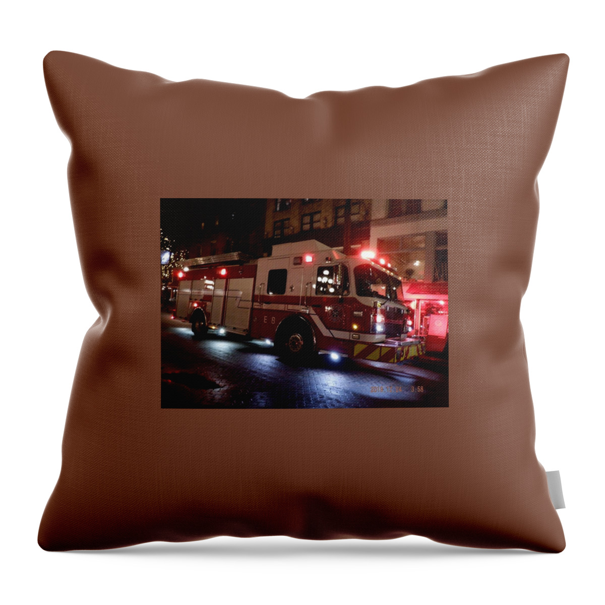 Fire Truck Throw Pillow featuring the photograph Heroes in Motion by James Cousineau