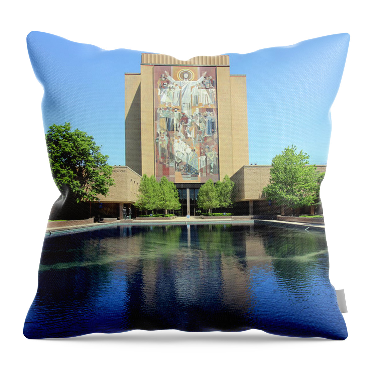 University Of Notre Dame Throw Pillow featuring the photograph Hesburgh Library University of Notre Dame 7004 by Jack Schultz