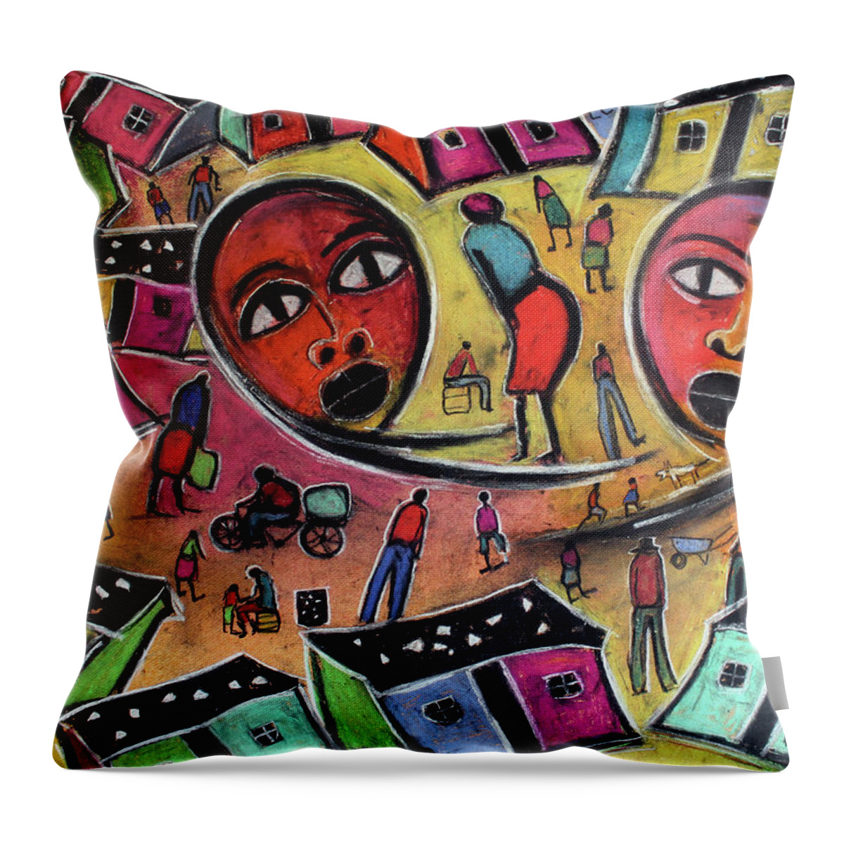  Throw Pillow featuring the painting Hey Sister by Eli Kobeli