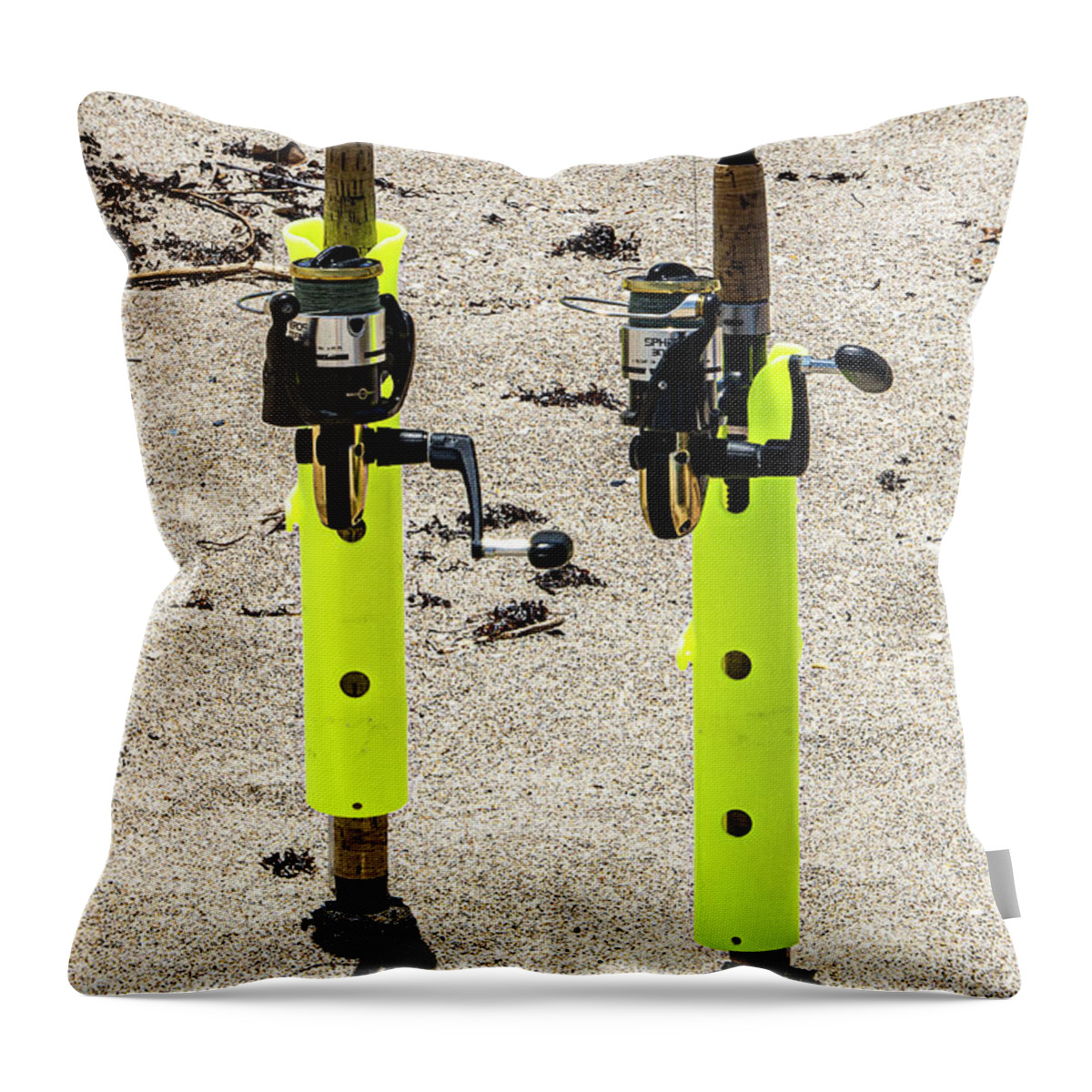 Fish Throw Pillow featuring the photograph Hi Vis Fishing Rods by Blair Damson