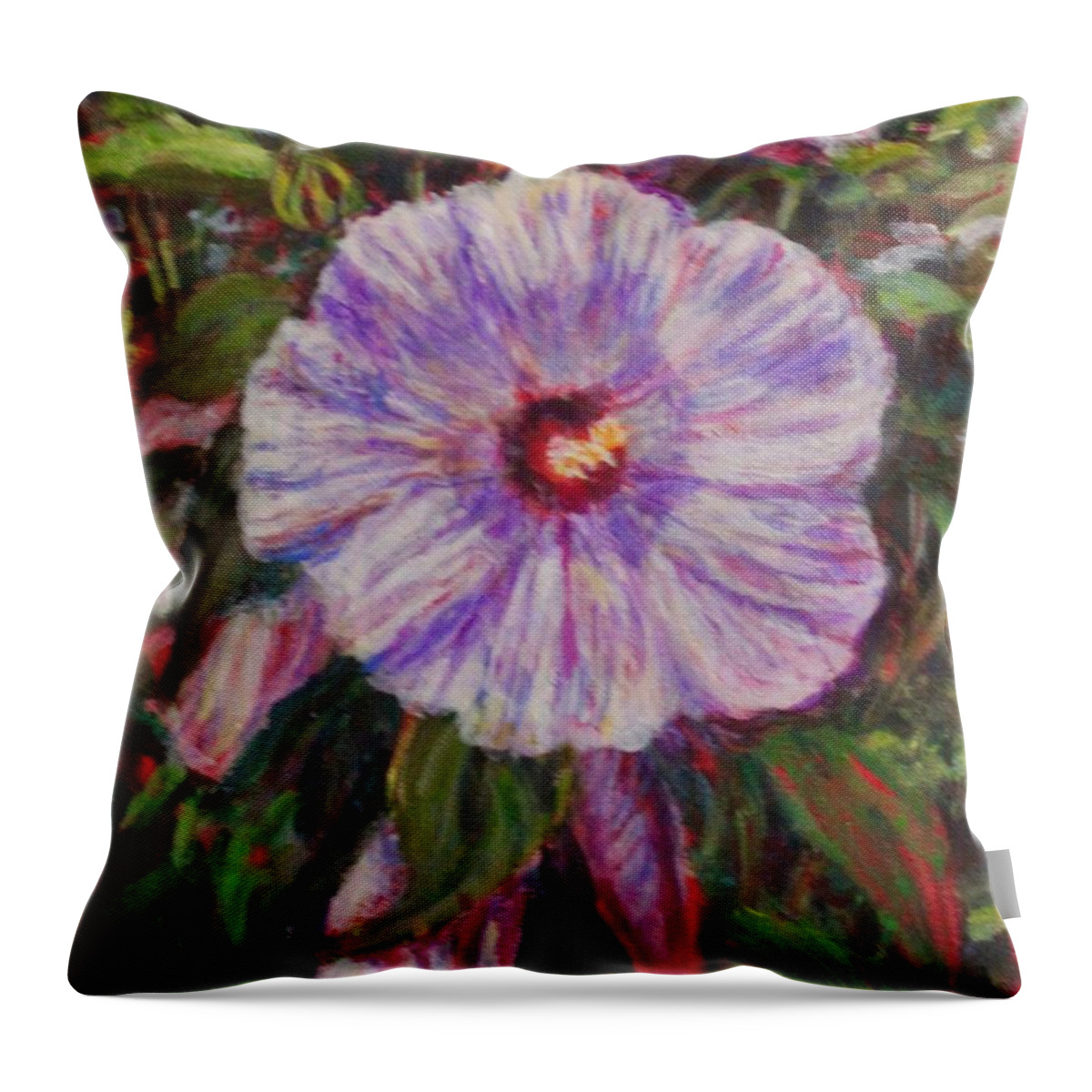 Flower Pink Flower Throw Pillow featuring the painting Hibiscus by Veronica Cassell vaz