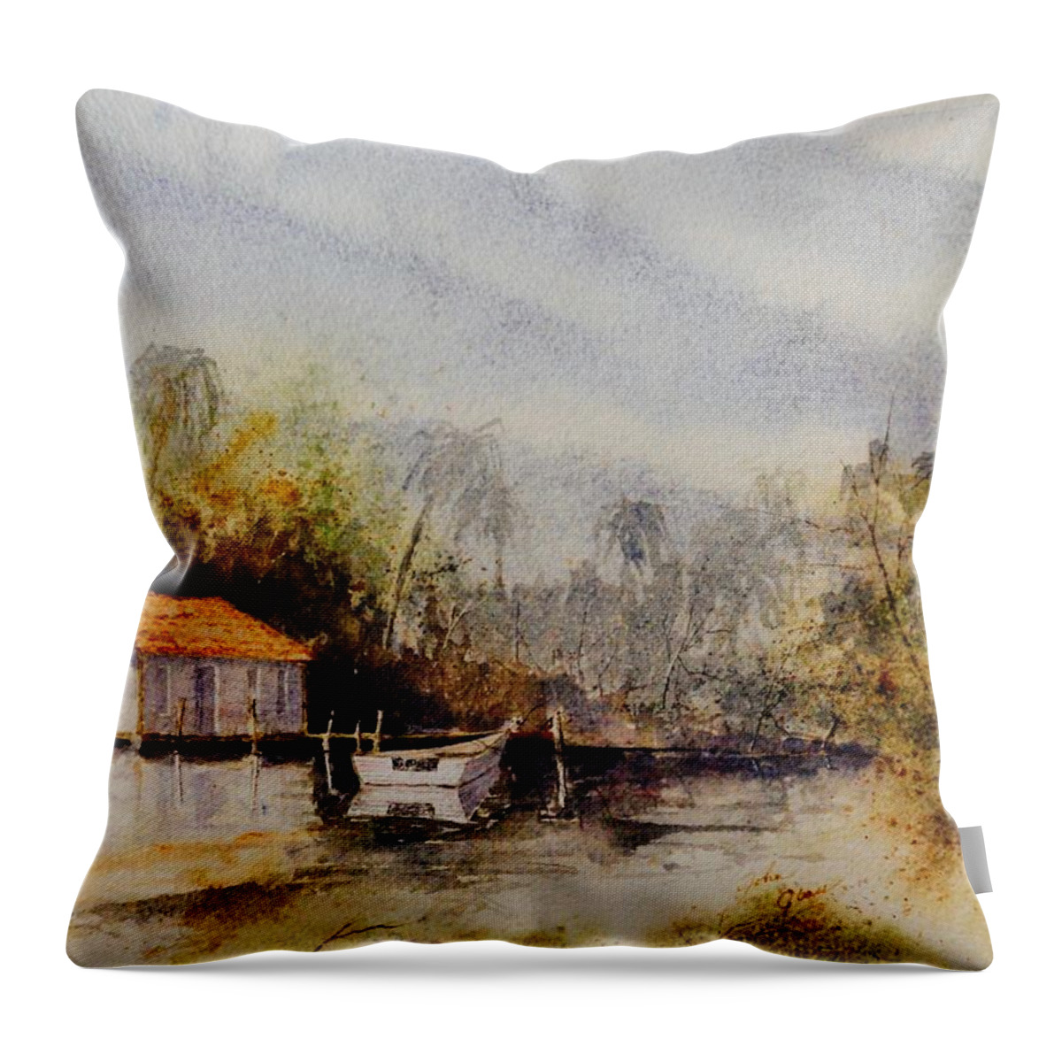 Florida Throw Pillow featuring the painting Hidden Bayou by John Glass