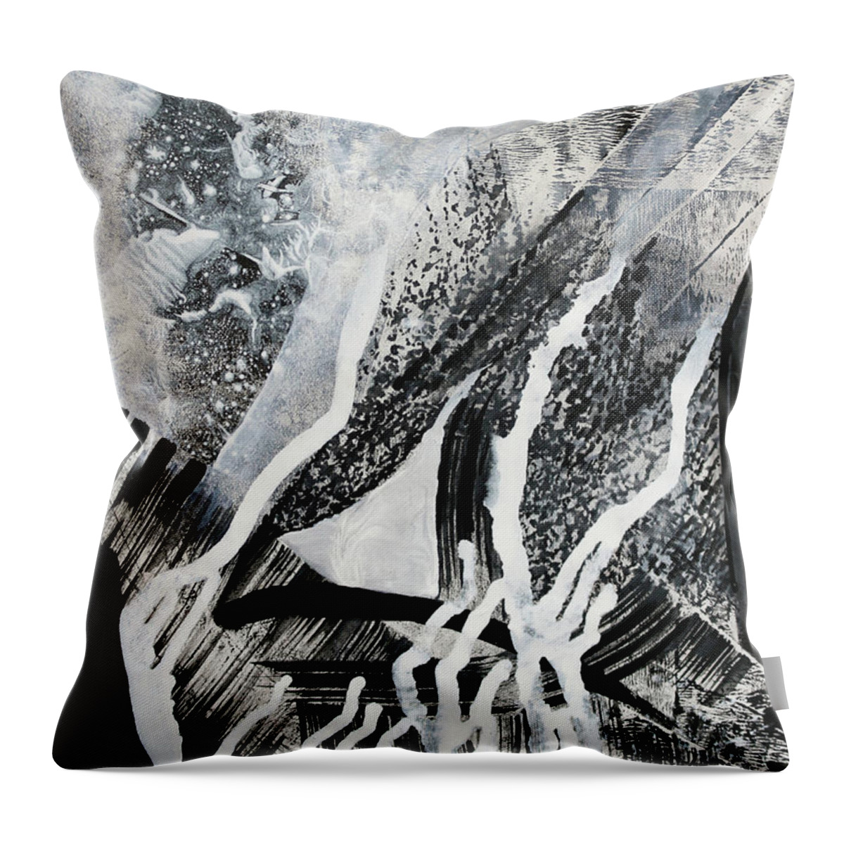 Black And White Throw Pillow featuring the painting Hidden Hot Springs by Polly Castor