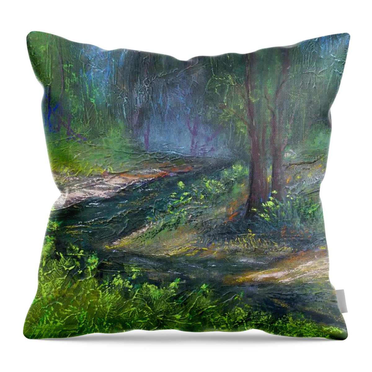 Creek Throw Pillow featuring the pastel High Country Creek by Sandra Lee Scott