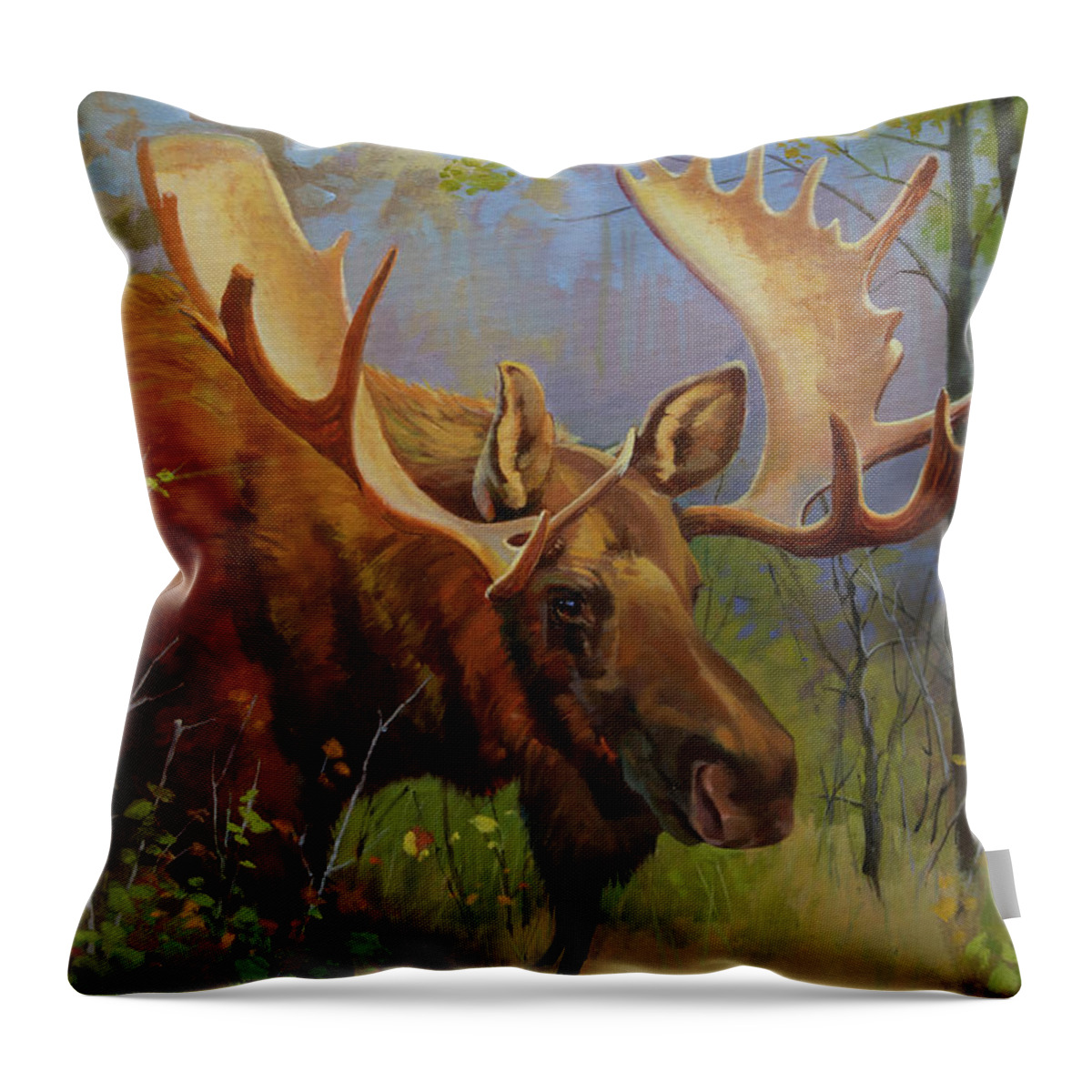 Nature Throw Pillow featuring the painting High Country Sentinel by Carolyne Hawley