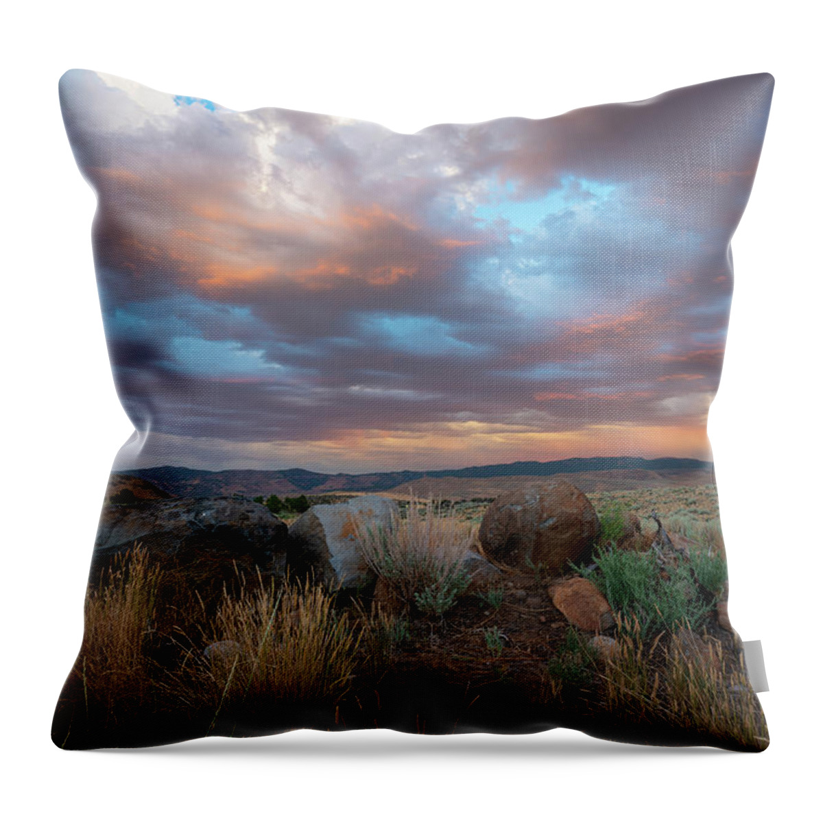 Sunset Throw Pillow featuring the photograph High Desert Golden Hour by Ron Long Ltd Photography