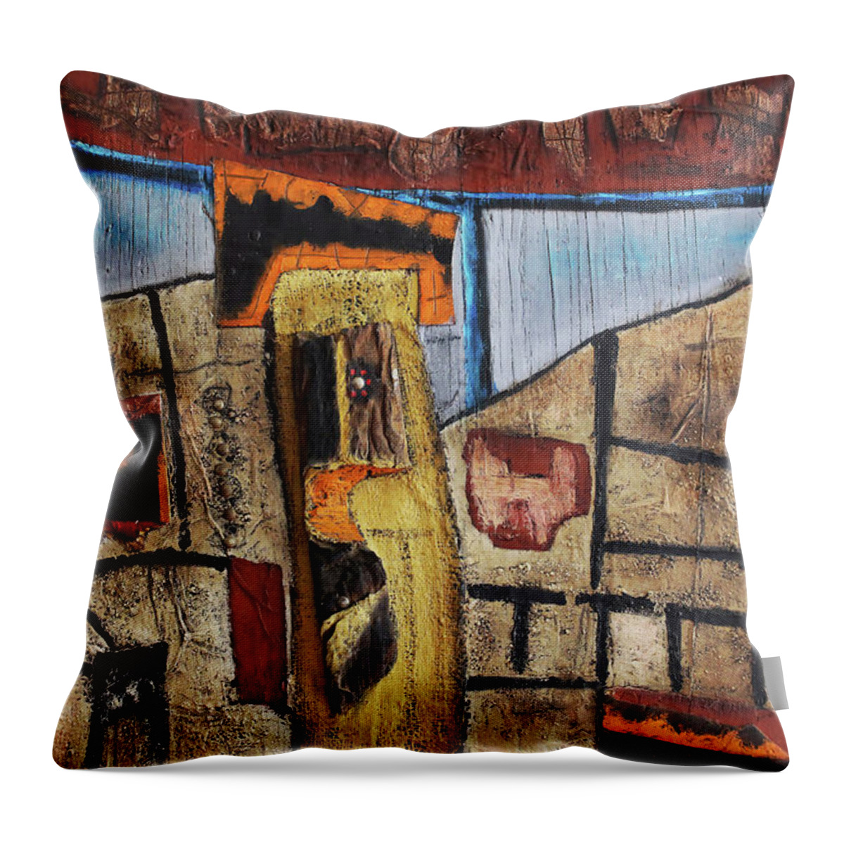African Art Throw Pillow featuring the painting High Tower by Michael Nene