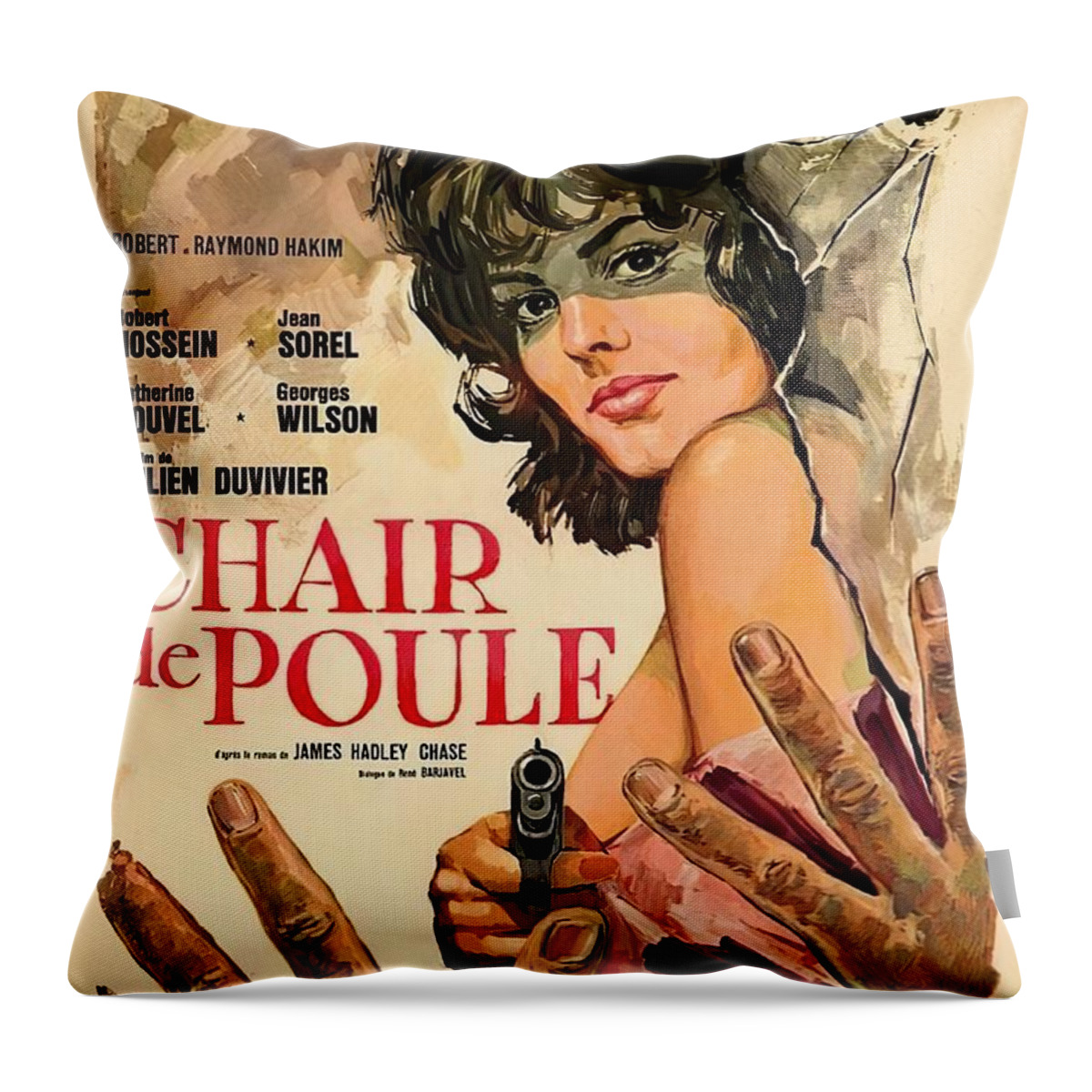 France Throw Pillow featuring the mixed media ''Highway Pickup'', 1963 by Movie World Posters