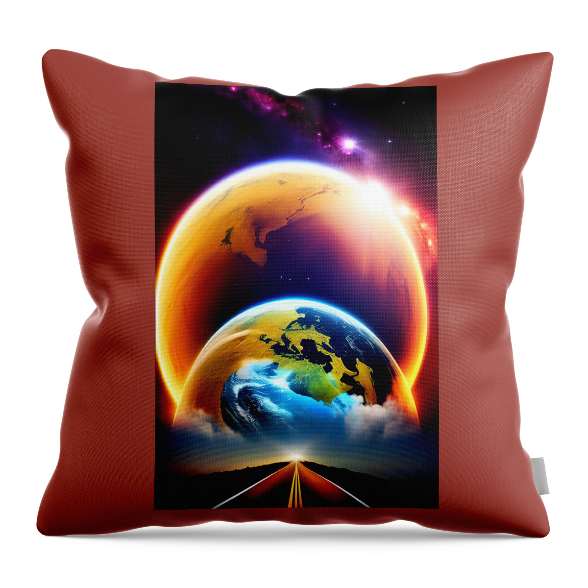 Cool Art Throw Pillow featuring the digital art Highway to Home by Ronald Mills
