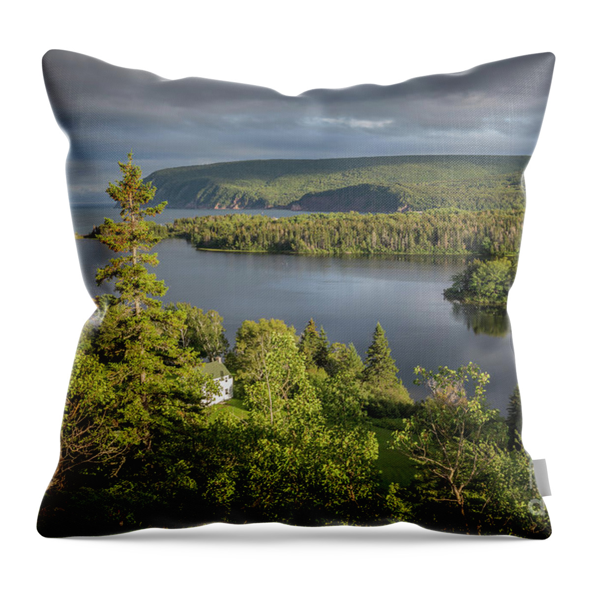 Middle Head Trail Throw Pillow featuring the photograph Hiking at Cape Breton Highlands by Eva Lechner