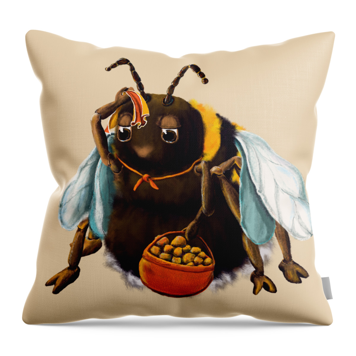 Bumblebee Throw Pillow featuring the digital art Hildtrud Hummel the Bumblebee by Mandy Tabatt
