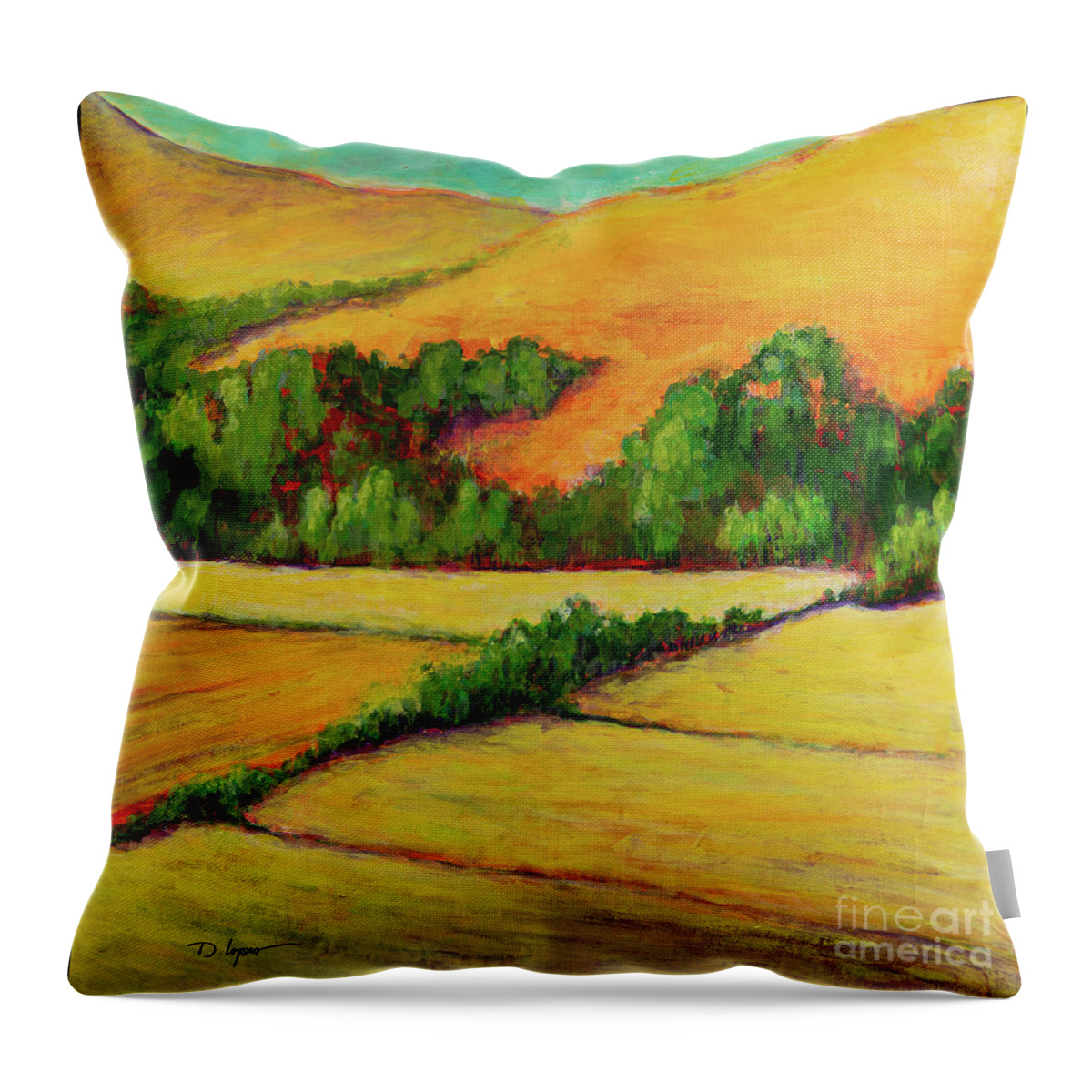 Abstract Throw Pillow featuring the digital art Hill - Colorful Abstract Contemporary Acrylic Painting by Sambel Pedes