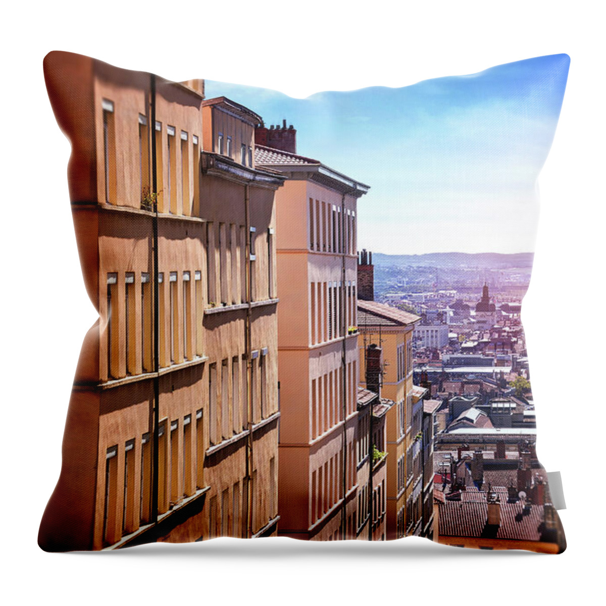 Lyon Throw Pillow featuring the photograph Hills of La Croix Rousse Lyon France by Carol Japp