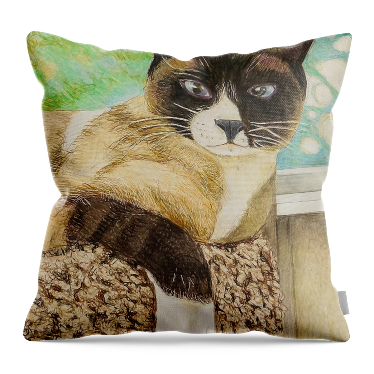 Perch Throw Pillow featuring the drawing His Majesty'perch by Tim Ernst
