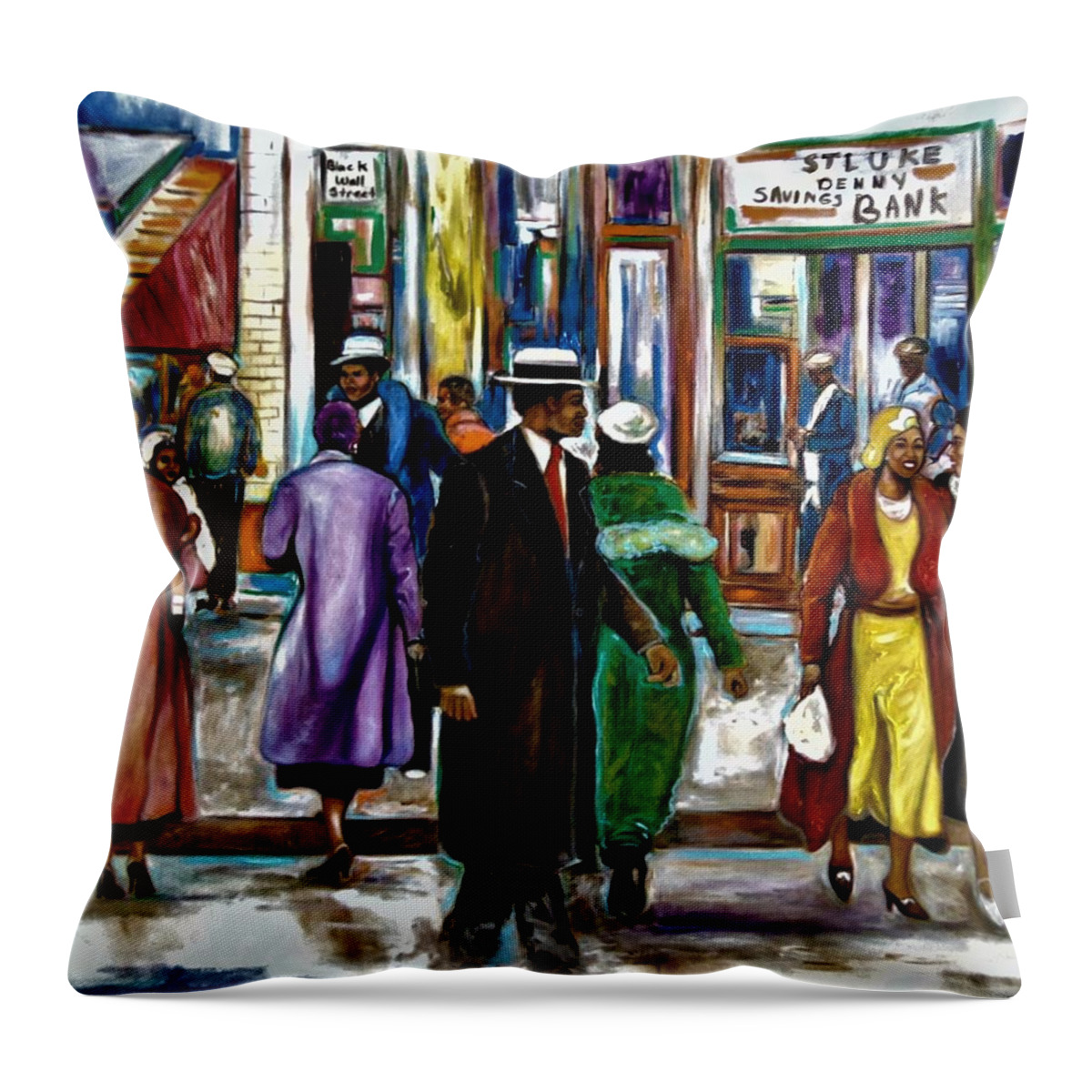 Black Art Throw Pillow featuring the painting Histor Of Black Wall Street by Emery Franklin