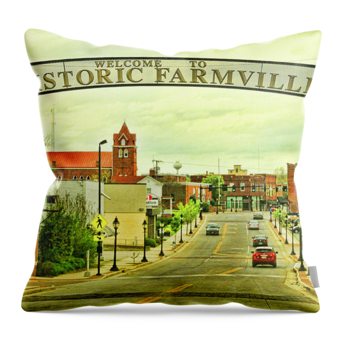 Farmville Throw Pillow featuring the photograph Historic Farmville Virginia by Ola Allen