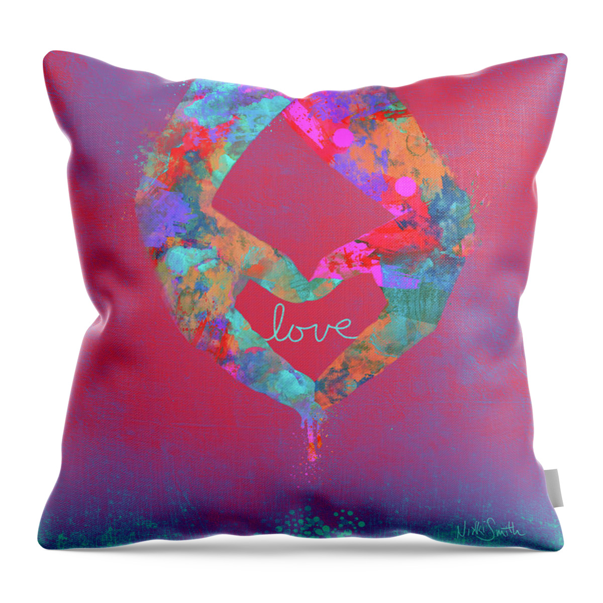Love Throw Pillow featuring the digital art Holding Hands In Love by Nikki Marie Smith