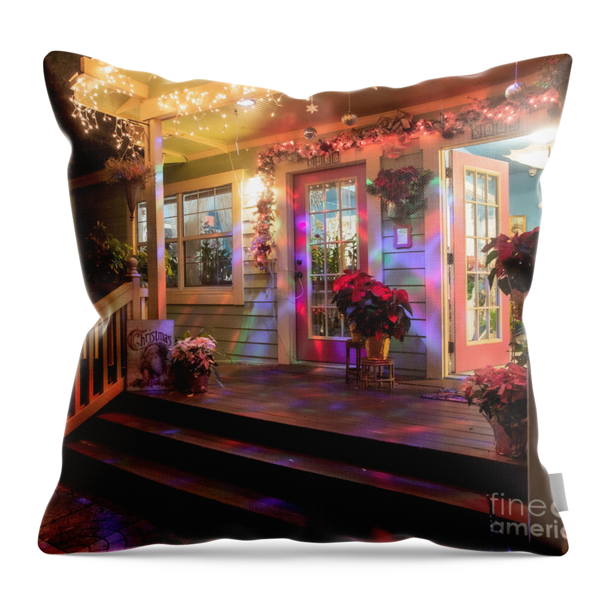 Holiday Throw Pillow featuring the photograph Holiday Decorations in Gulfport Florida by L Bosco