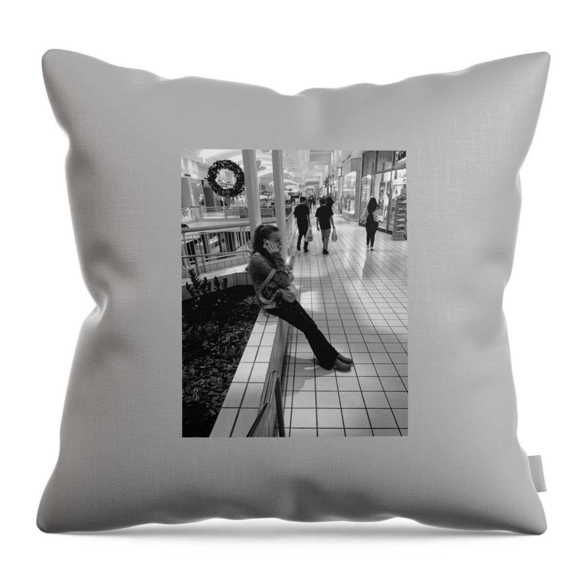 Shopping Throw Pillow featuring the photograph Holiday Shopping at the Mall by Valerie Collins