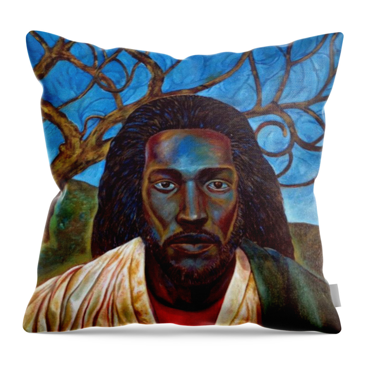 Holy Throw Pillow featuring the painting Holy Man by Joe Roache
