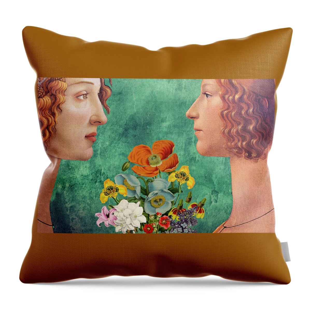 Sandro Botticelli Throw Pillow featuring the digital art Homage to Sandro Botticelli by Lorena Cassady