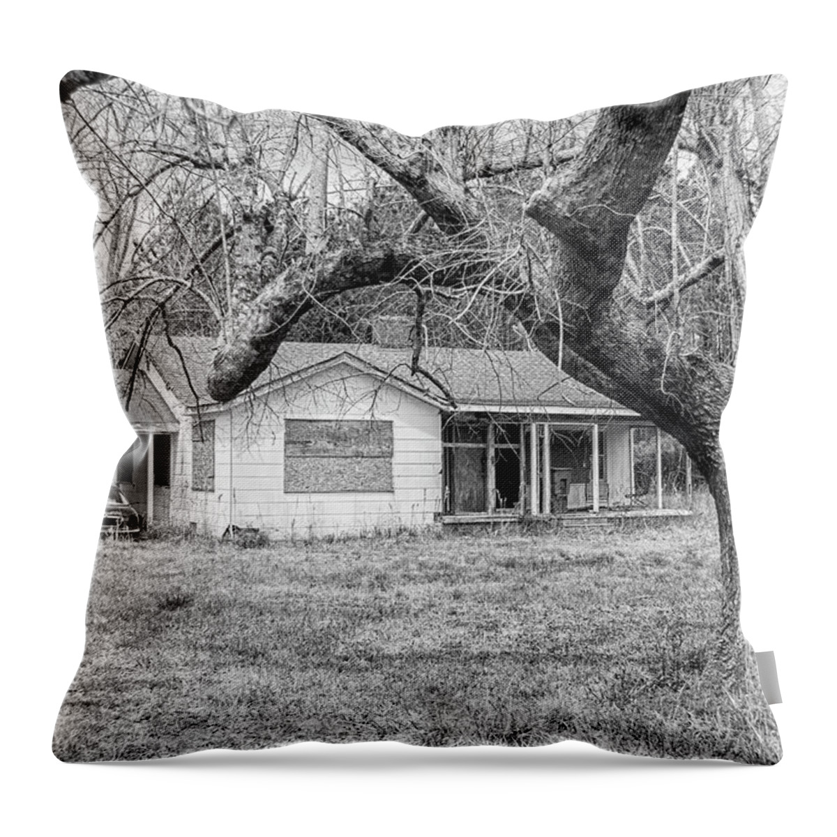 Abandoned Throw Pillow featuring the photograph Home No More - Abandoned House in Craven County North Carolina by Bob Decker