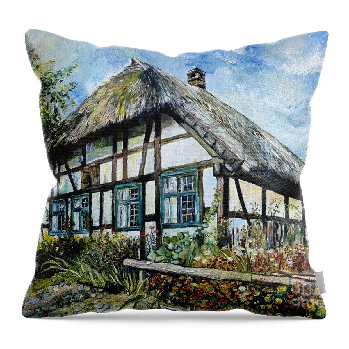 Home Sweet Home Throw Pillow featuring the painting Home Sweet Home by Suzann Sines