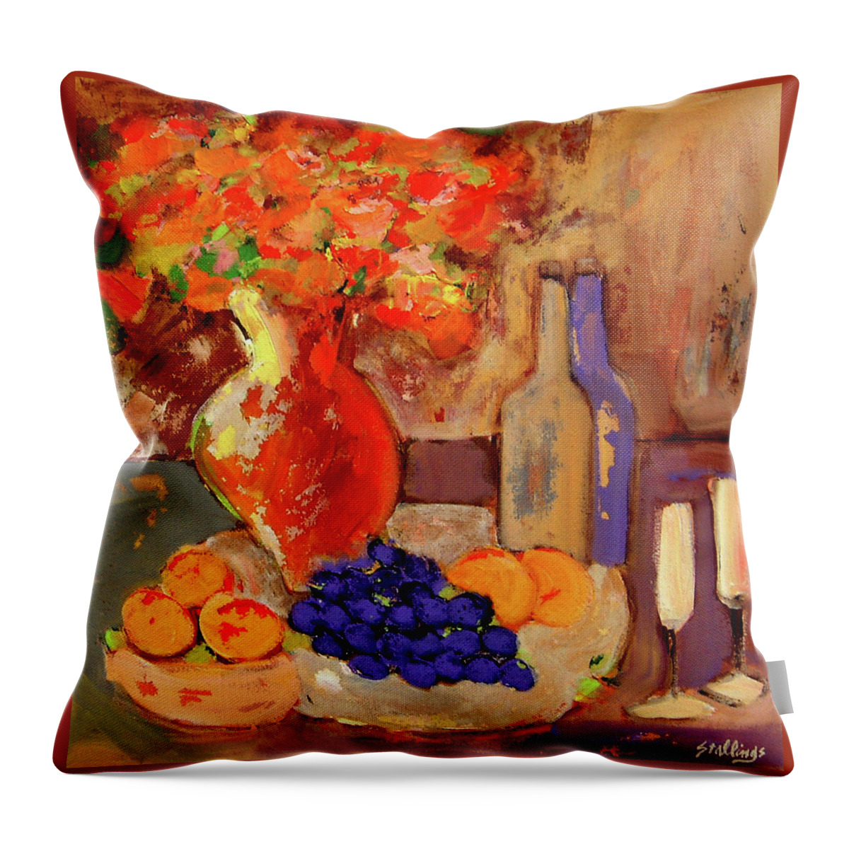 Still Life Throw Pillow featuring the painting Homecoming by Jim Stallings