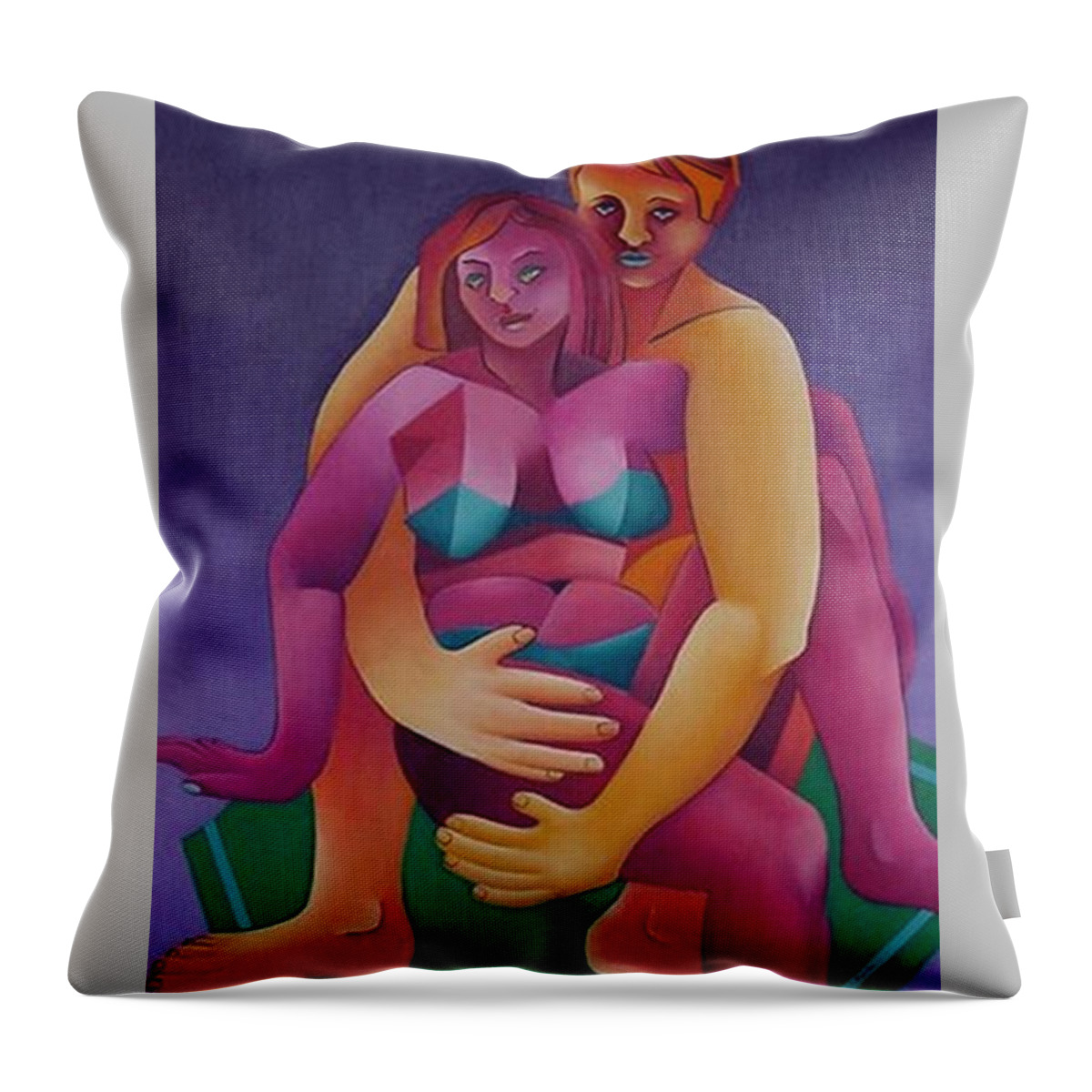 Figurative Art Throw Pillow featuring the painting Honeymooners by Karin Eisermann