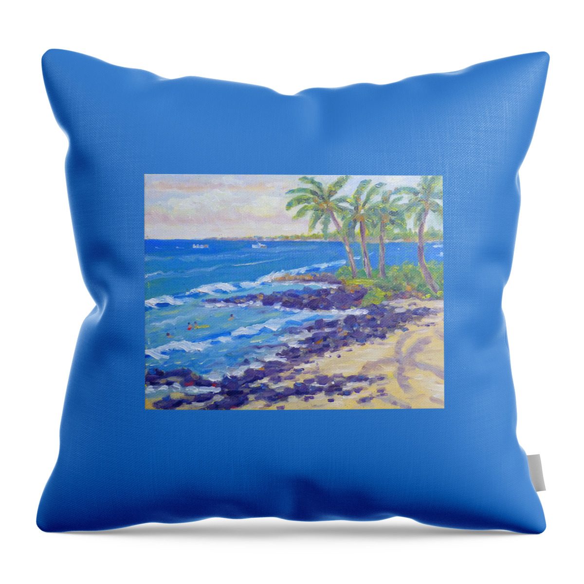Hawaii Throw Pillow featuring the painting Honl's Beach by Stan Chraminski