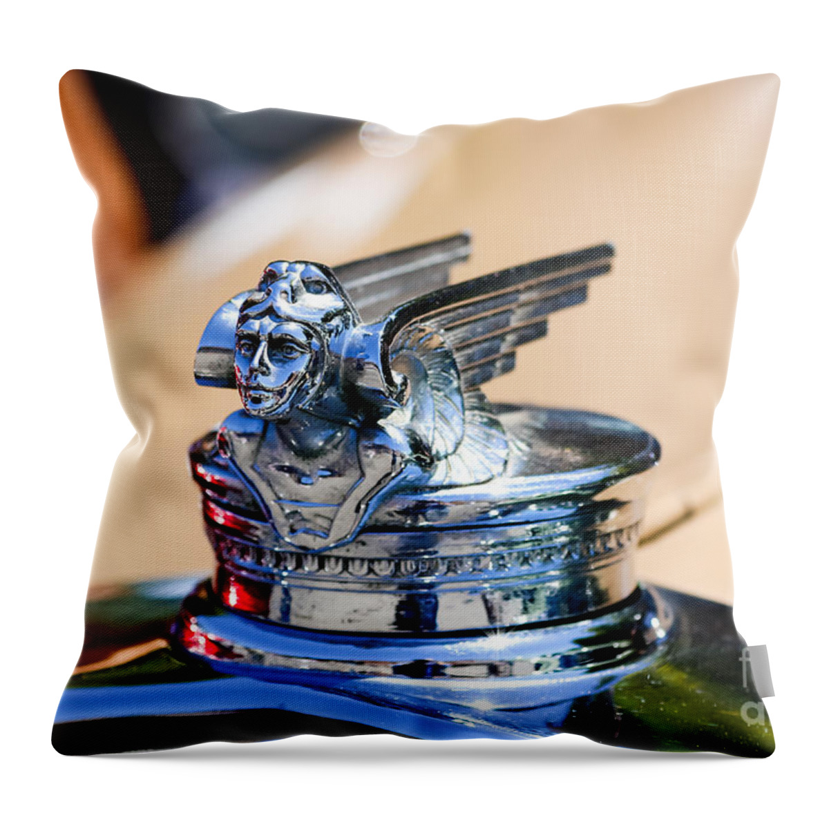 Cars Throw Pillow featuring the photograph Hood Ornament by Vivian Krug Cotton