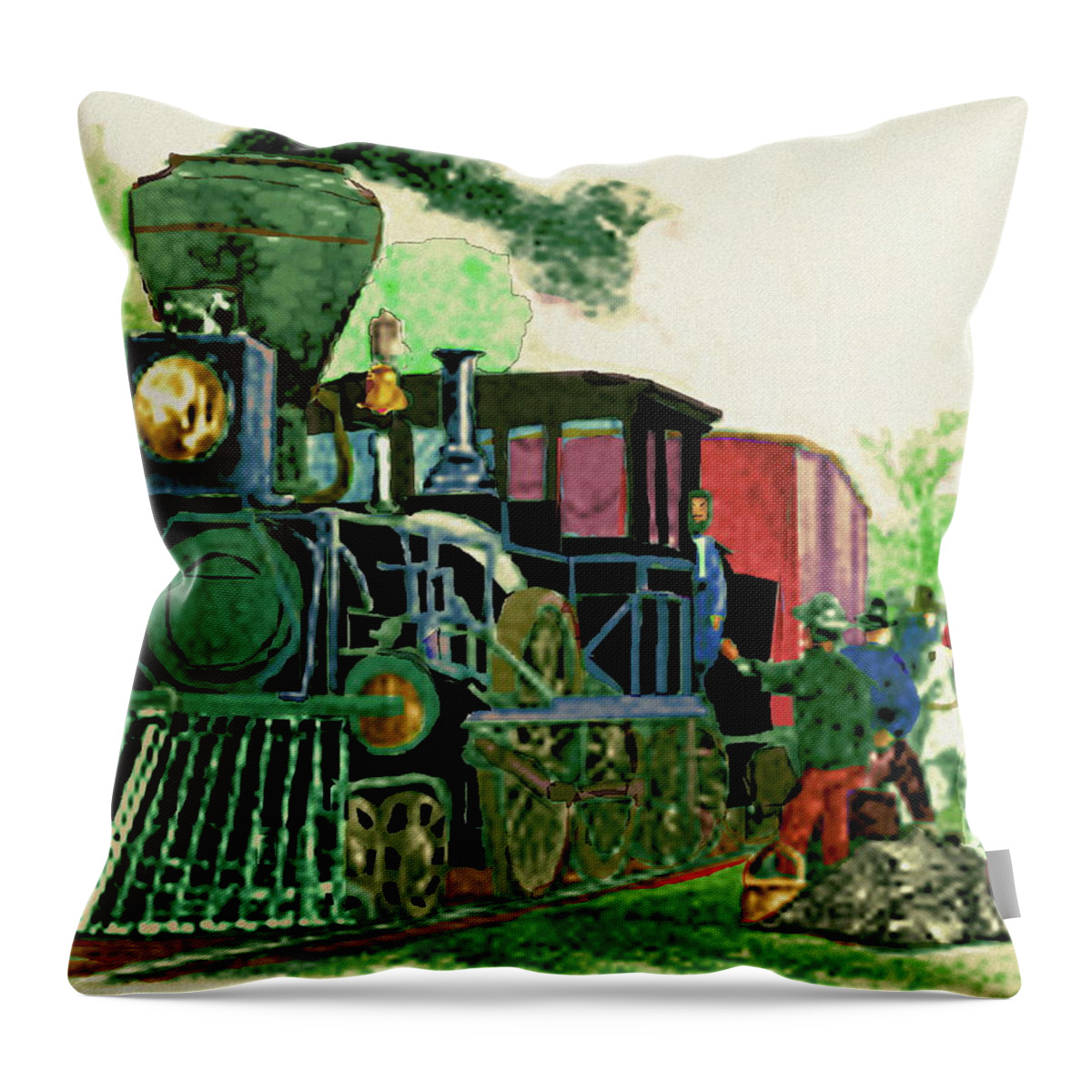 Ashland Throw Pillow featuring the digital art Hopkinton Railroad by Cliff Wilson