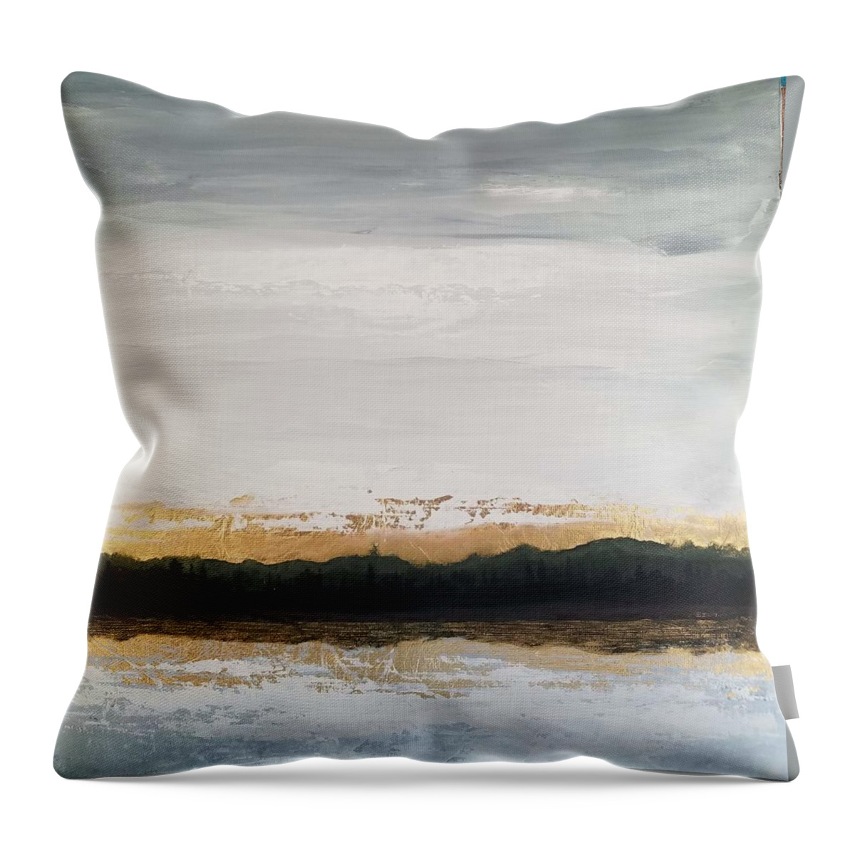  Throw Pillow featuring the painting Horizon Gold by Caroline Philp