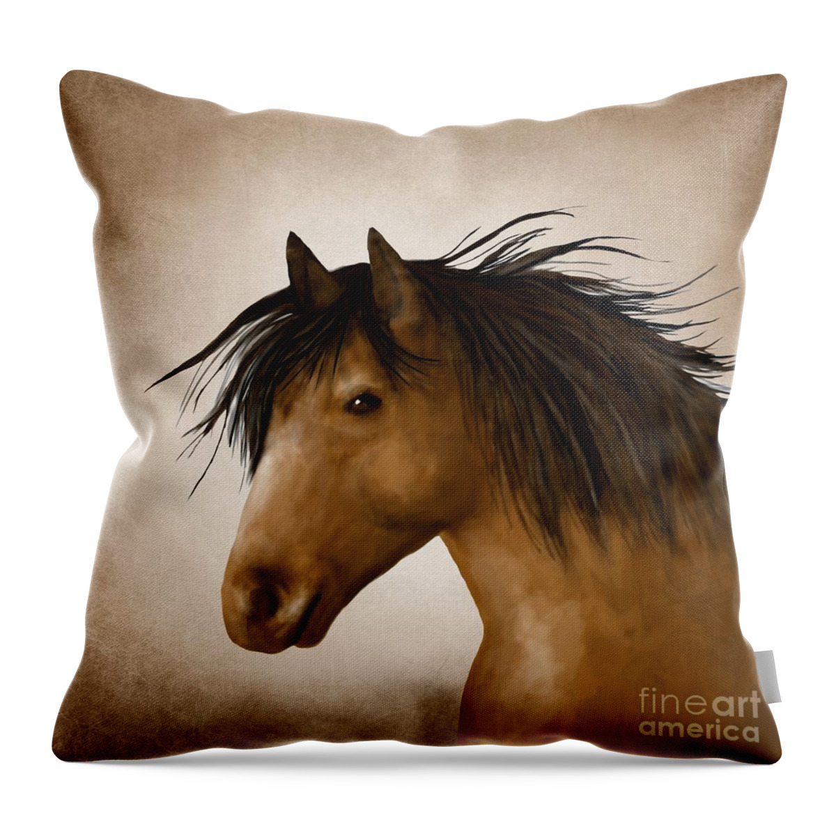 Horse Throw Pillow featuring the digital art Horse 11 by Lucie Dumas