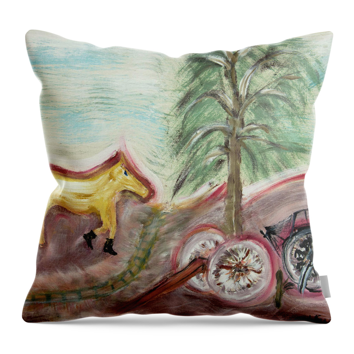 War Throw Pillow featuring the painting Horse in Boots by David McCready