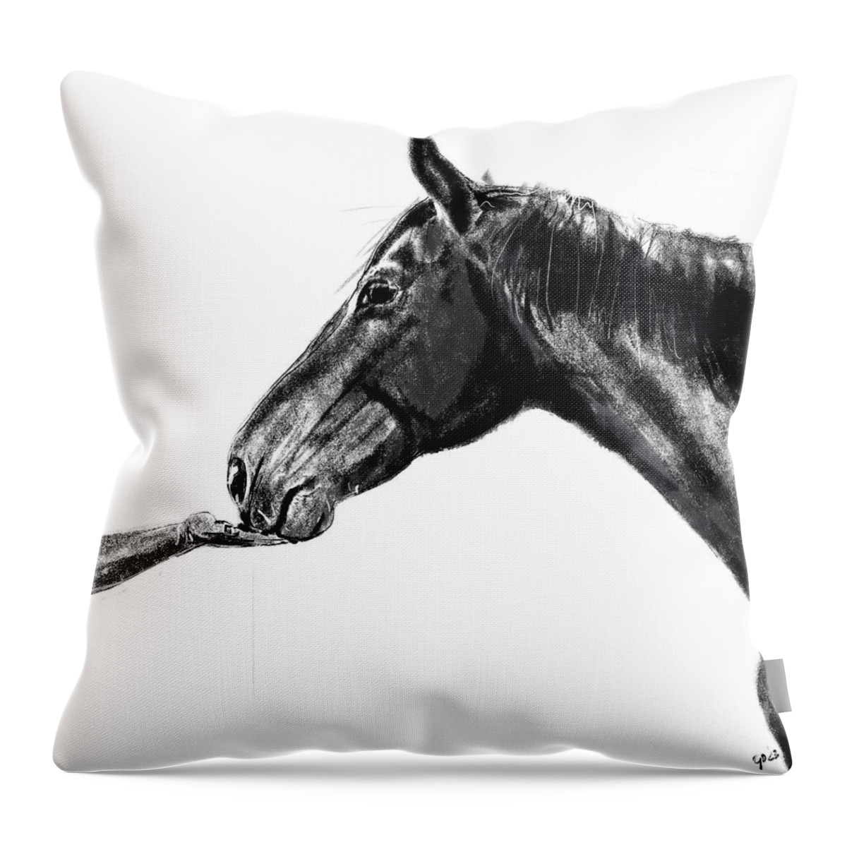 Horse Max By Go Van Kampen Throw Pillow featuring the painting Horse Max by Go Van Kampen