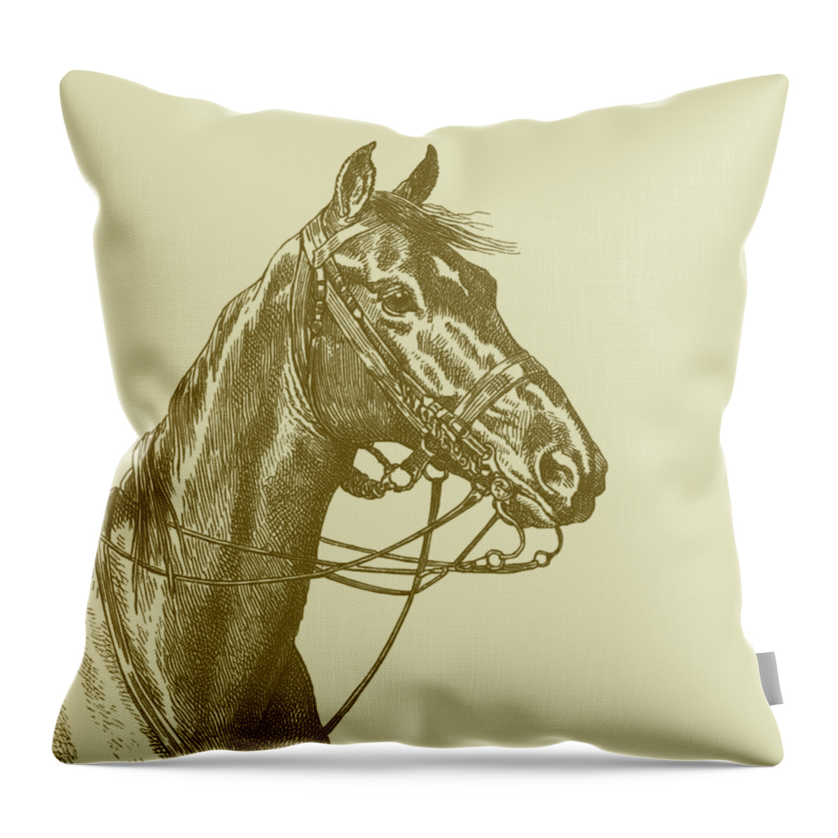 Horse Throw Pillow featuring the digital art Horse Portrait Line Art by Madame Memento