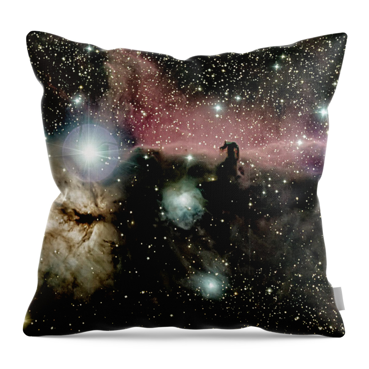 Astro Throw Pillow featuring the photograph Horsehead and flame nebulae by Nunzio Mannino