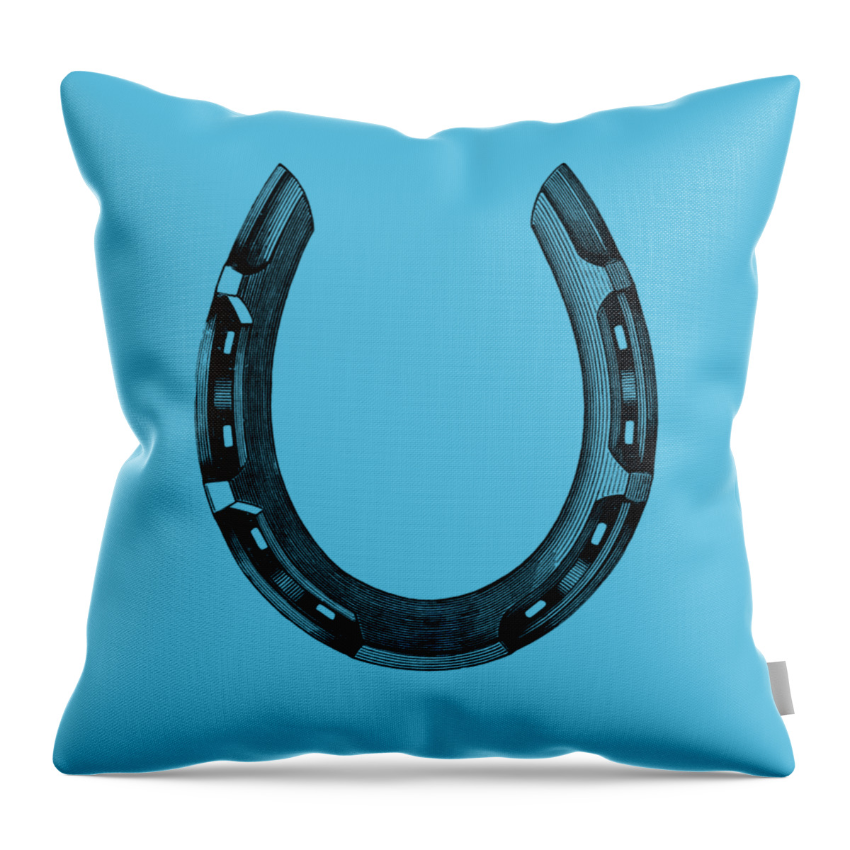 Horseshoe Throw Pillow featuring the digital art Horseshoe in black and white by Madame Memento