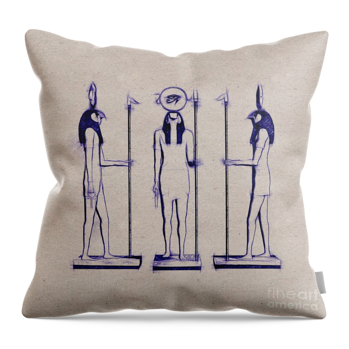 Egypt.pyramid Throw Pillow featuring the digital art Horus God of Egypt by Esoterica Art Agency