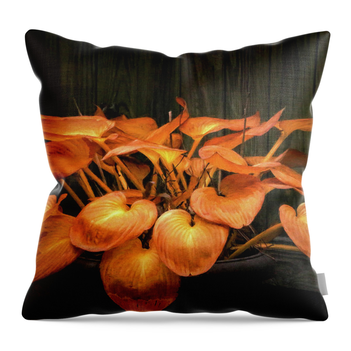 Hosta Throw Pillow featuring the photograph Hosta Plant After the Frost by Ola Allen