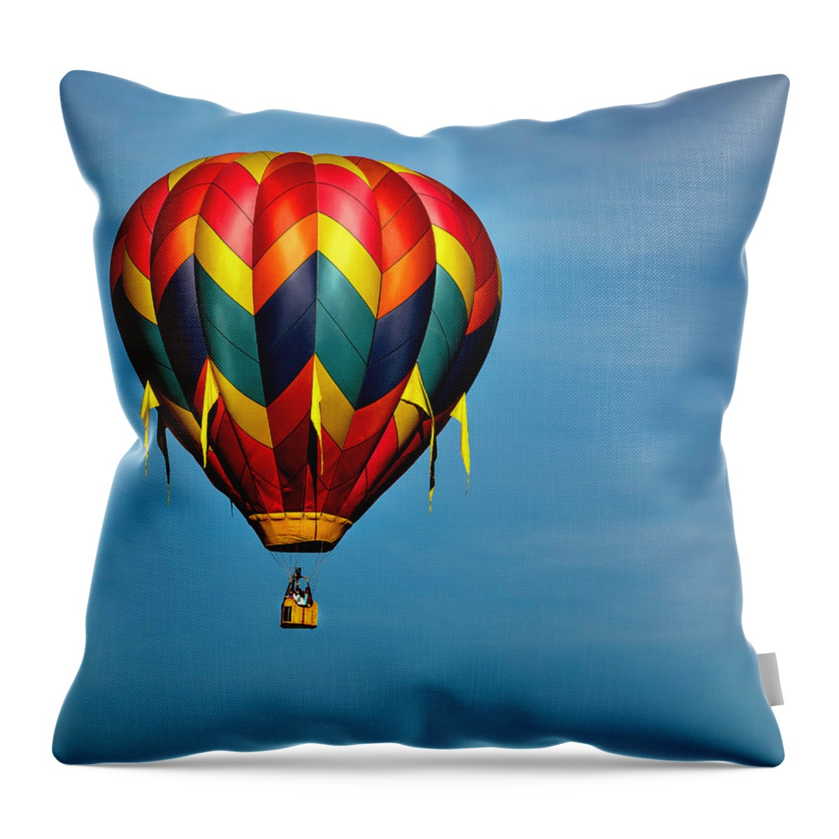 Hot Air Balloon Throw Pillow featuring the photograph Hot Air Balloon in Flight 4 by James Sage